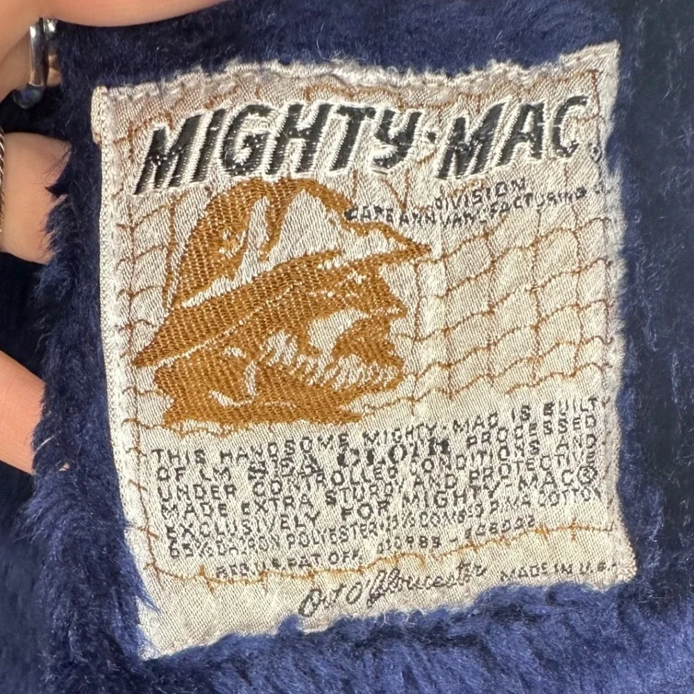1970s Mighty-Mac Kids Winter Jacket Navy Pile Lined Talon Zip USA Vintage Rare 7